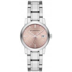 Burberry Ladies Pink Check Stamped Watch BU9124
