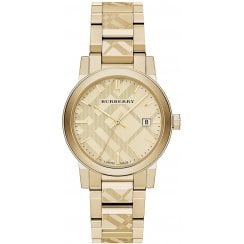 Burberry Unisex Gold The City Engraved Check Watch BU9038
