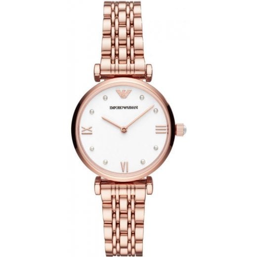 Emporio Armani Ladies Rose Gold Gianni T-Bar Watch AR11267