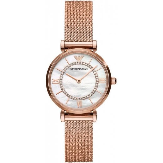 Emporio Armani Ladies Rose Gold Gianni T-Bar Watch AR11320