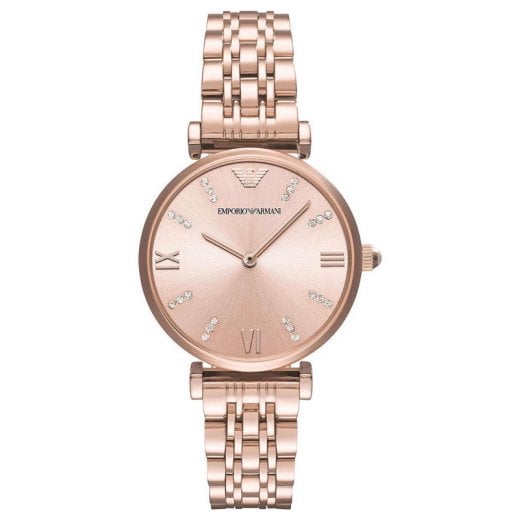 Emporio Armani Ladies Rose Gold T-Bar Watch AR11059