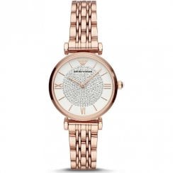 Emporio Armani Ladies Rose Gold Gianni T-Bar Watch AR11244