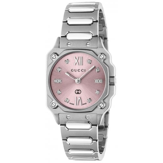 Gucci Ladies 24mm G-Flat Diamond Set Watch YA166501