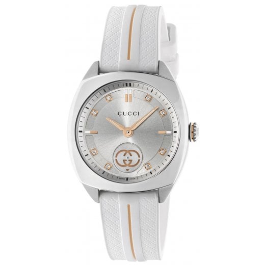 Gucci Ladies 29mm Interlocking Rubber Strap Watch YA142512