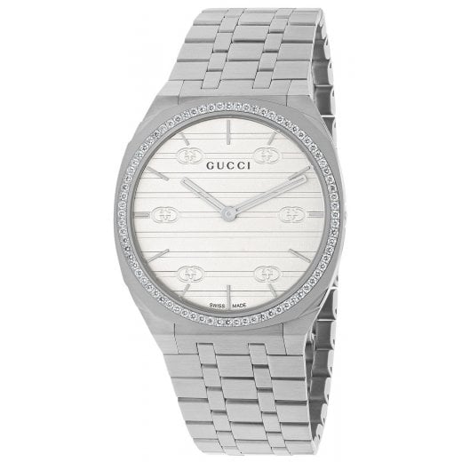 Gucci Ladies 34mm 25H Diamond Watch YA163401