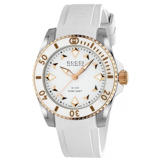 Gucci Ladies 36mm Automatic Dive Rubber Strap Watch YA136407