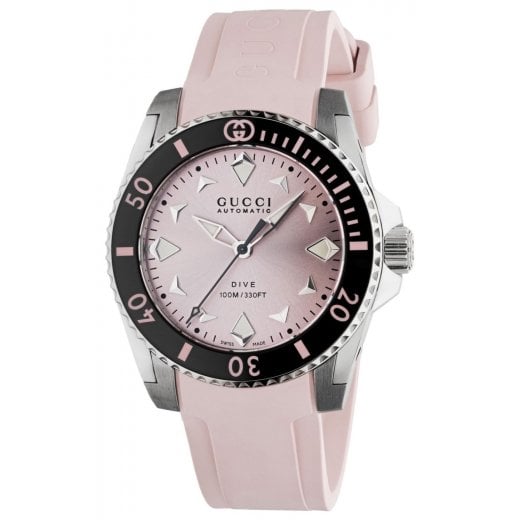 Gucci Ladies 36mm Automatic Dive Rubber Strap Watch YA136408