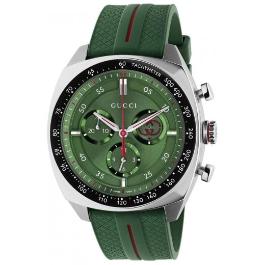 Gucci Mens 41mm Interlocking Rubber Strap Watch YA142319