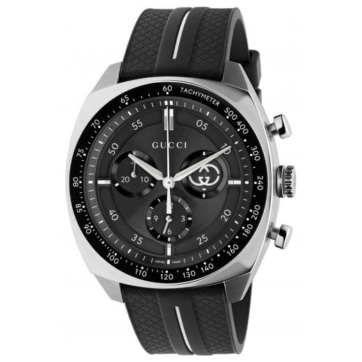 Gucci Mens 41mm Interlocking Rubber Strap Watch YA142320