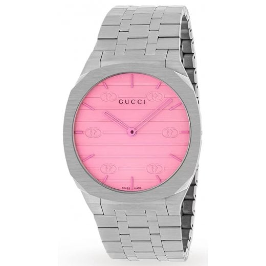 Gucci Unisex 38mm 25H Pink Glass Watch YA163410