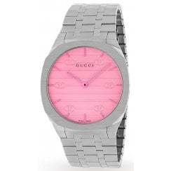 Gucci Unisex 38mm 25H Pink Glass Watch YA163410