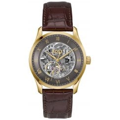 Hugo Boss Mens Gold Principle Skeleton Automatic Watch HB 1514235