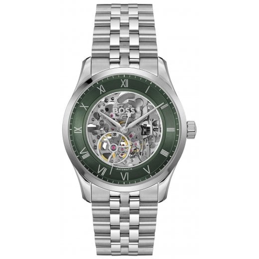 Hugo Boss Mens Principle 41mm Skeleton Automatic Watch HB 1514236