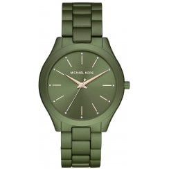 Michael Kors Ladies Olive Green Slim Runway Watch MK4526