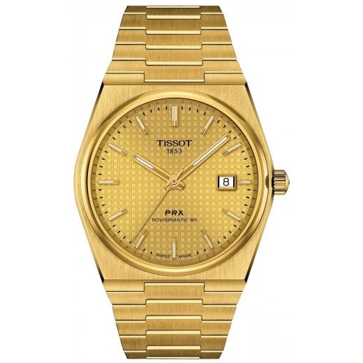 Tissot Mens 40mm Gold PRX Powermatic 80 Watch T137.407.33.021.00