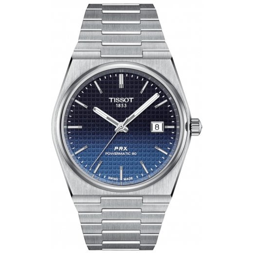 Tissot Mens 40mm Gradient Dark Blue Dial PRX Powermatic 80 Watch T137.407.11.051.01