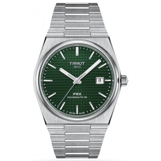Tissot Mens 40mm Green Dial PRX Powermatic 80 Watch T137.407.11.091.00