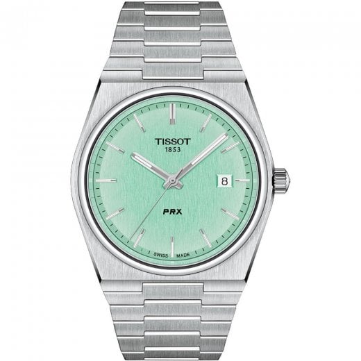 Tissot Mens 40mm Mint Green Dial PRX Watch T137.410.11.091.01