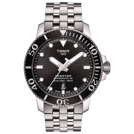 Tissot Mens 43mm Black Dial Seastar 1000 Powermatic 80 Watch T120.407.11.051.00