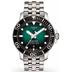 Tissot Mens 43mm Green Dial Seastar 1000 Powermatic 80 Watch T120.407.11.091.01