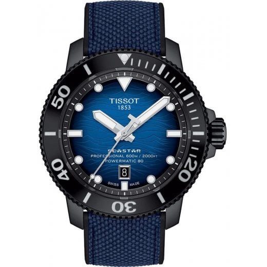Tissot Mens 46mm Blue Dial Seastar 2000 Professional Powermatic 80 Watch T120.607.37.041.00