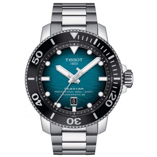 Tissot Mens 46mm Green Dial Seastar 2000 Professional Powermatic 80 Watch T120.607.11.041.00