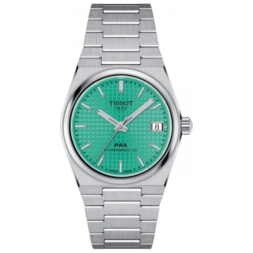 Tissot Unisex 35mm Mint Green Dial PRX Powermatic 80 Watch T137.207.11.091.01